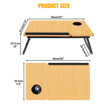 Laptop Desk, Foldable Laptop Bed Table with Cup Slot Reading Holder Notebook Stand with Adjustable Height Angle Laptop Bed Tray