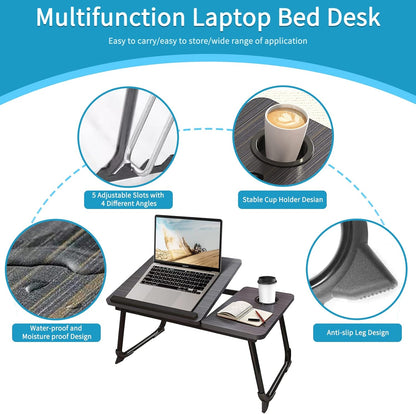 Avenor Laptop Desk for Bed or Couch, Lap Desk, Woking in Bed Desk, Home Office Desks, Breakfast Tray, Desk with Cup Holder, Watching Movies in Bed, Laptop Stand for Bed, Fordable Legs Desk (Walnut)