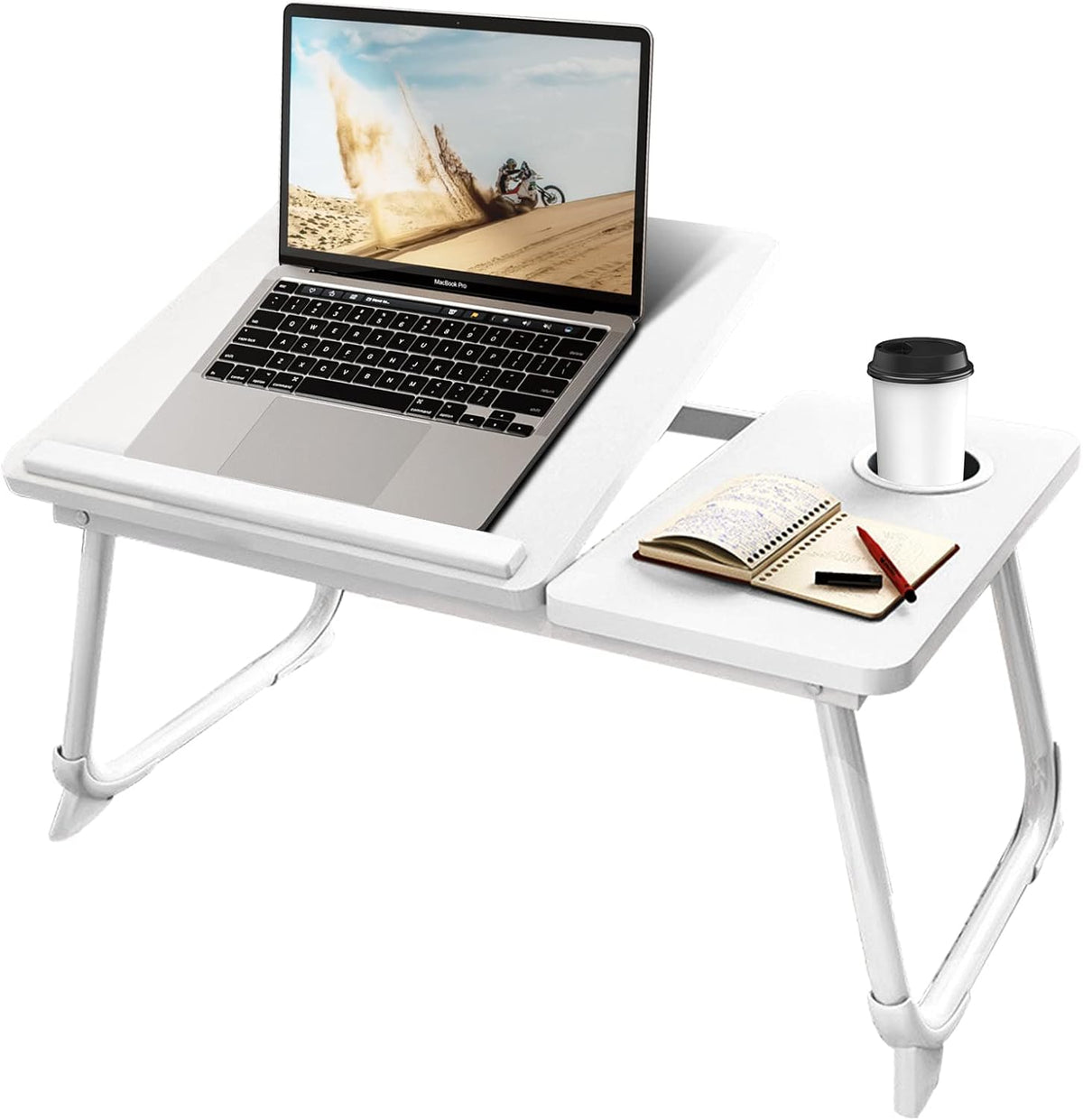 Avenor Laptop Desk for Bed or Couch, Lap Desk, Woking in Bed Desk, Home Office Desks, Breakfast Tray, Desk with Cup Holder, Watching Movies in Bed, Laptop Stand for Bed, Fordable Legs Desk (Walnut)